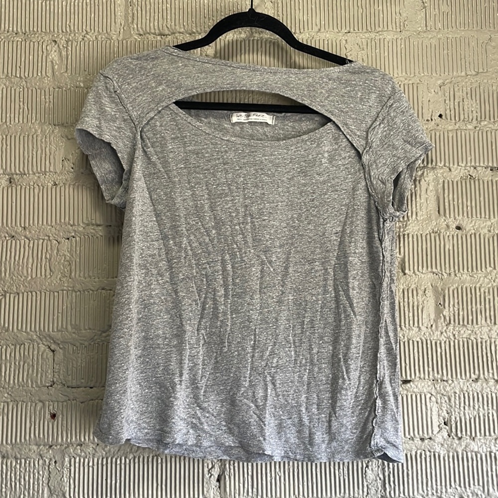 We the free grey t shirt with cut out detail